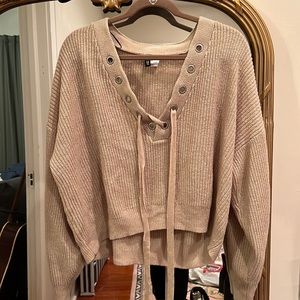 H&M Knit Sweater with Laceup Neck